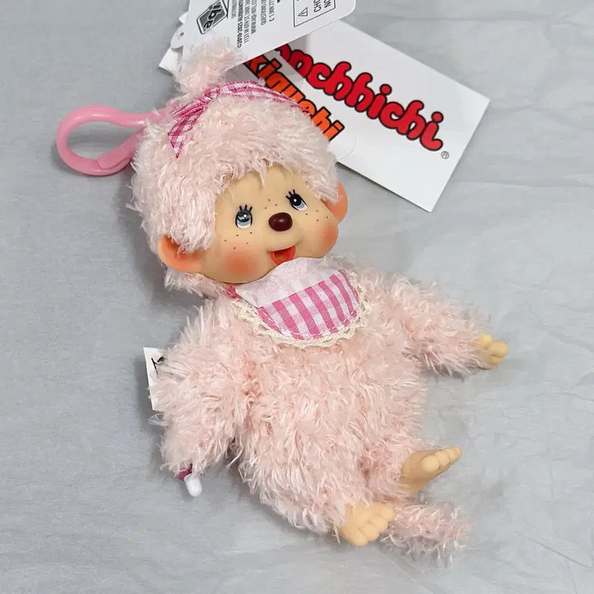 [BUNJANG] Authentic Monchhichi Fluffy Keyring - Pink / 정품 몬치치 플러피 키링 핑크