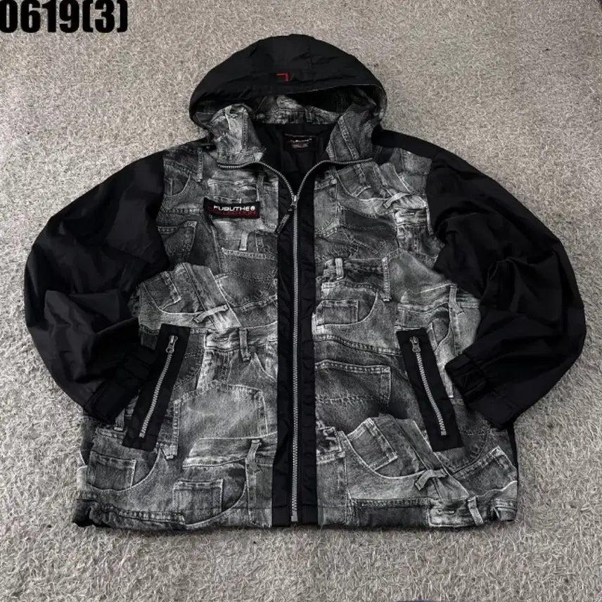 [BUNJANG] Fubu Denim Patch Hoodie Jacket / 푸부 후부  데님 패치 후드 자켓100 0619