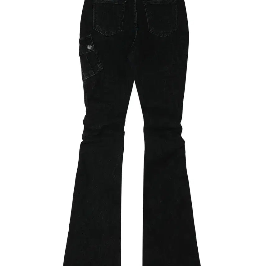[BUNJANG] Bohemian Seoul Snow Washing Leg Shirring Jeans Black / 보헤미안서울 스노우 워싱 레그 셔링 진 블랙 / 보헴서 데님 팬츠