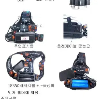 [BUNJANG] Rechargeable 3-LED Headlamp / 헤드랜턴 충전헤드랜턴 3구헤드랜턴 무료배송