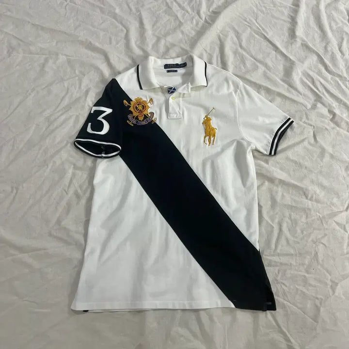[BUNJANG] Polo Ralph Lauren Gold Big Pony Chieftain Black Watch Short Sleeve Polo Shirt Black White / 폴로 랄프로렌 골드 빅포니 치프키프 블랙와치 반팔 카라티 블랙 화이트