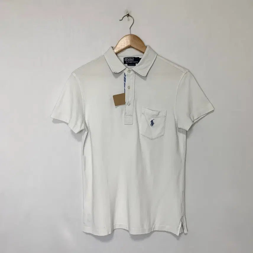 [BUNJANG] Polo Ralph Lauren Custom Fit Pony Logo Pocket T-Shirt White M / 폴로 랄프로렌 커스텀핏 포니로고 포켓반팔카라티셔츠 피케폴로티 화이트 M