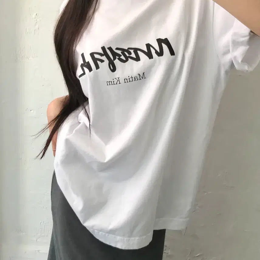 [BUNJANG] Matin Kim Korean Logo White T-Shirt / Matin Kim 마뗑킴 한글 로고 화이트 티셔츠