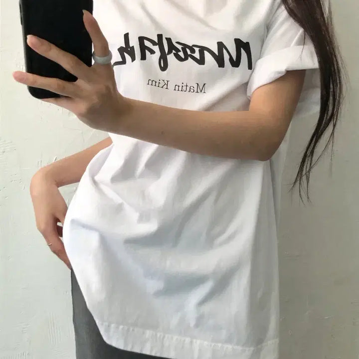 [BUNJANG] Matin Kim Korean Logo White T-Shirt / Matin Kim 마뗑킴 한글 로고 화이트 티셔츠