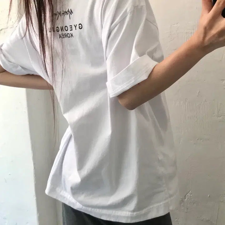 [BUNJANG] Matin Kim Korean Logo White T-Shirt / Matin Kim 마뗑킴 한글 로고 화이트 티셔츠