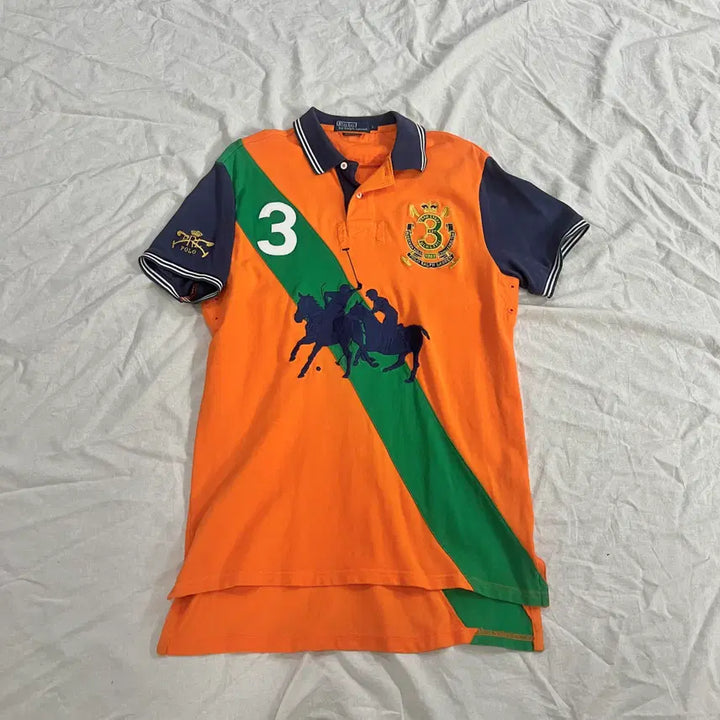 [BUNJANG] Polo Ralph Lauren Chief Keeper Custom Fit Big Pony Short Sleeve Polo Shirt Orange Navy / 폴로 랄프로렌 치프키프 커스텀핏 빅포니 반팔 카라티 오렌지 네이비