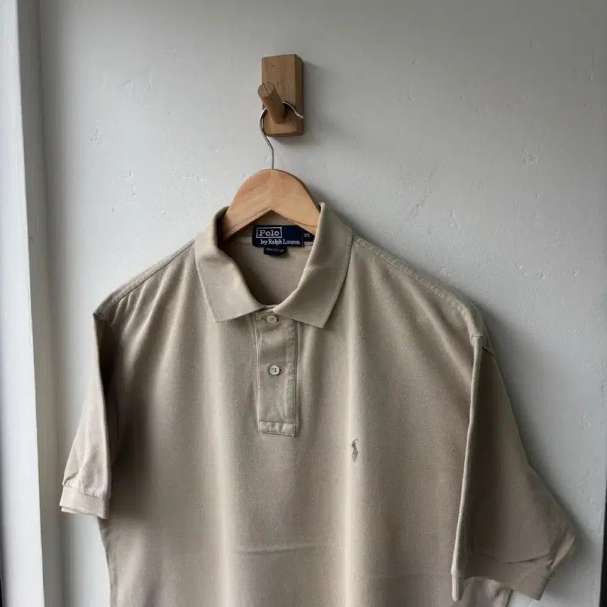 [BUNJANG] Polo Ralph Lauren Beige Short Sleeve Polo Shirt / 17295 - 폴로 랄프로렌 베이지 반팔 카라티