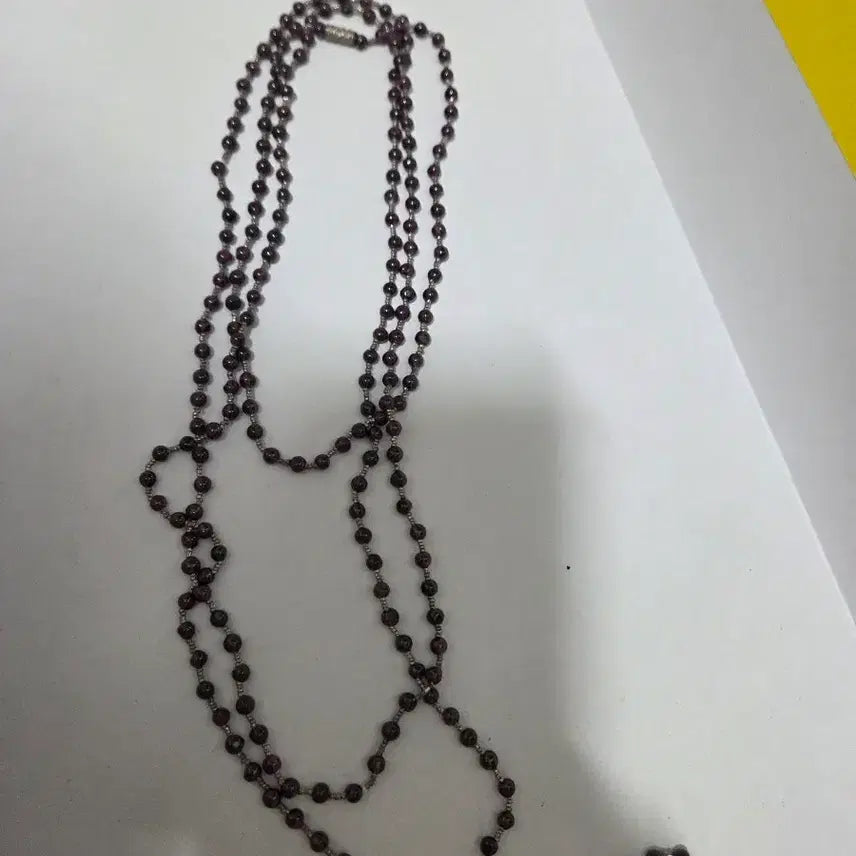 [BUNJANG] Garnet Sterling Silver Handmade Long Necklace / 천연석 가넷 은 수공예 롱 목걸이