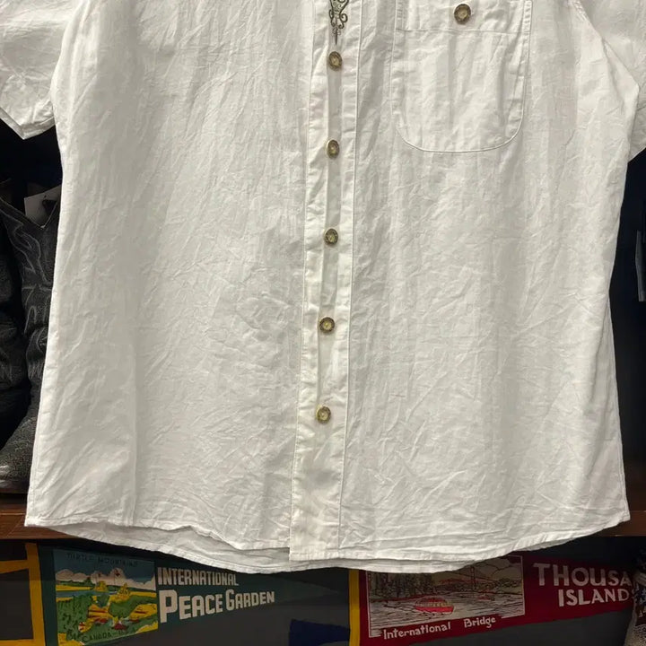 [BUNJANG] 90s Landhaus Horn Button Trachten Bavarian Shirt XL / 90s 랜드하우스 혼버튼 트라흐텐 바바리안 셔츠 N1685 쿠바