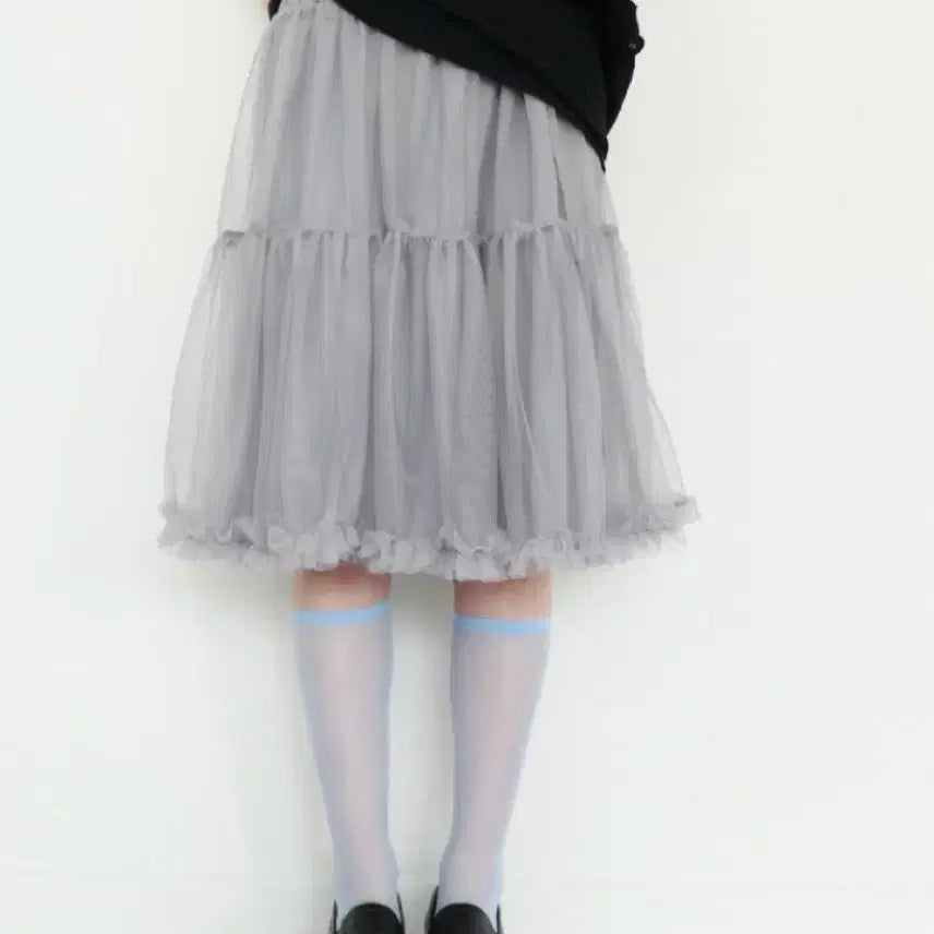 [BUNJANG] Frilled Midi Tulle Skirt / 프릴 미디 샤 스커트