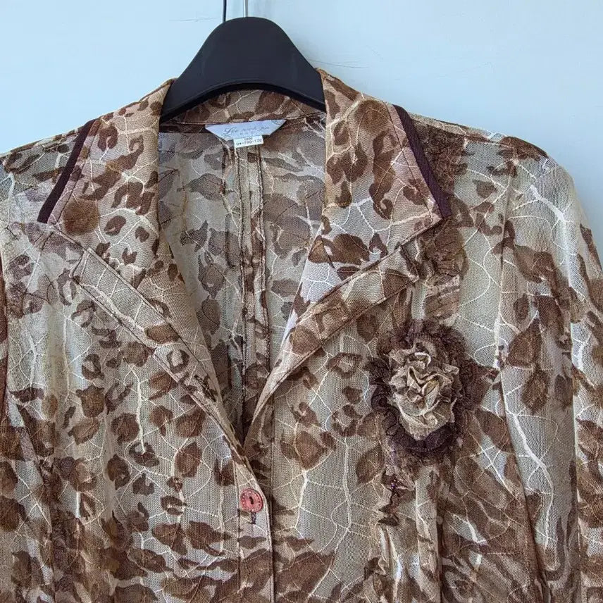 [BUNJANG] Brown Floral Lace Sleeveless Set Jacket / F/브라운 꽃 자켓 나시 세트