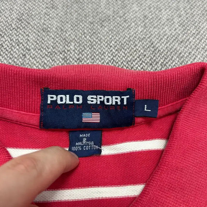 [BUNJANG] Polo Sport Striped Collar T-shirt (L) / 폴로스포츠 스트라이프 카라티(L)