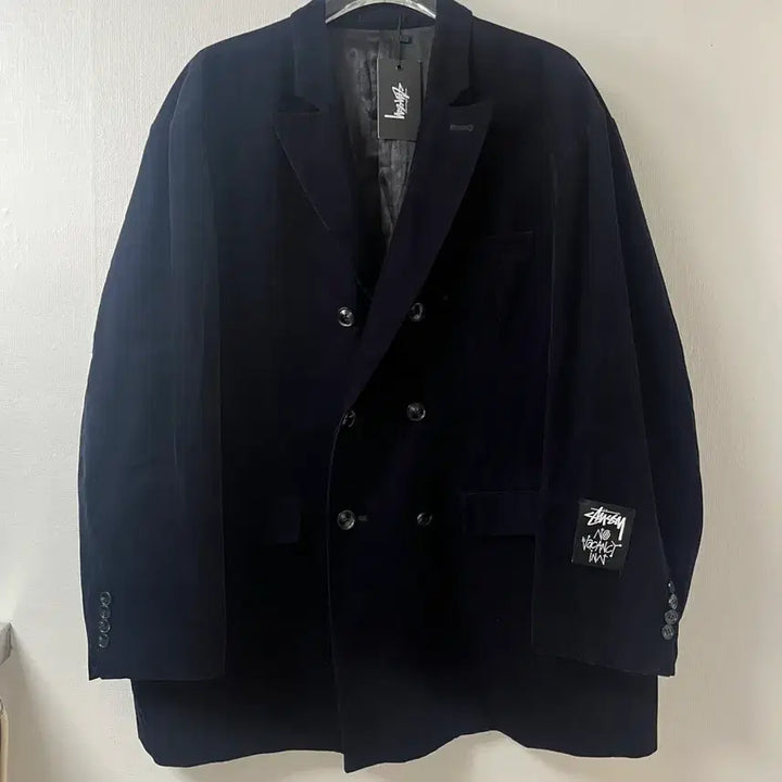 [BUNJANG] Stussy Dark Navy Corduroy Double-Breasted Jacket and Pants Set / [XL/M] STUSSY SET