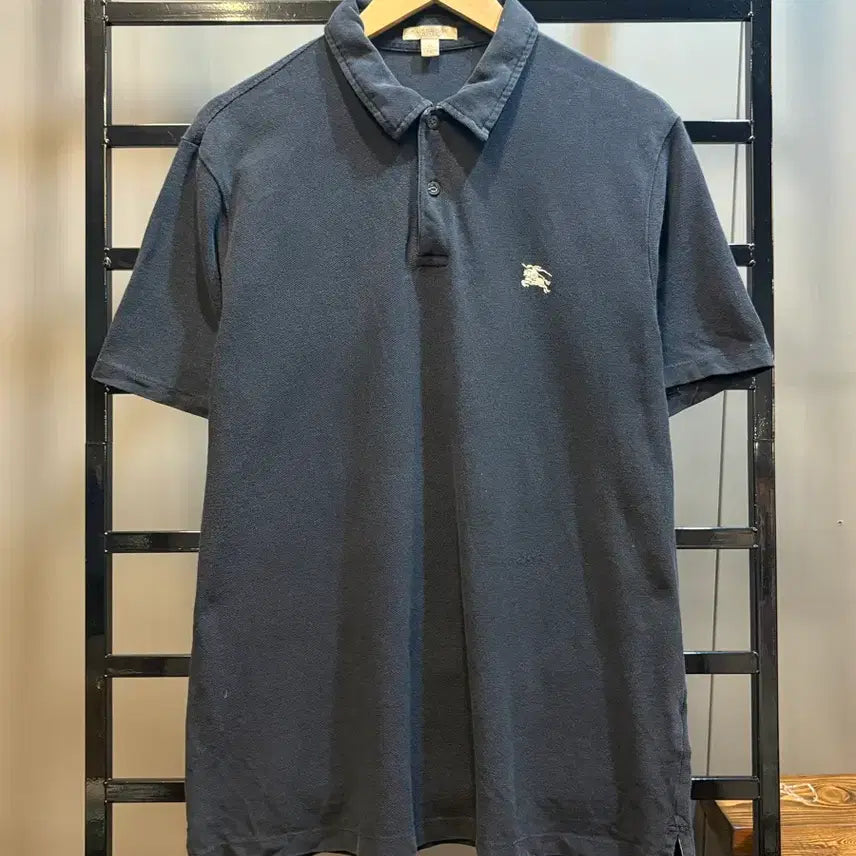 [BUNJANG] Burberry Equestrian Knight Embroidered Pique Polo Shirt Navy XL / [XL] 버버리 피케 폴로셔츠 Burberry 에퀘스트리안 나이트 자수
