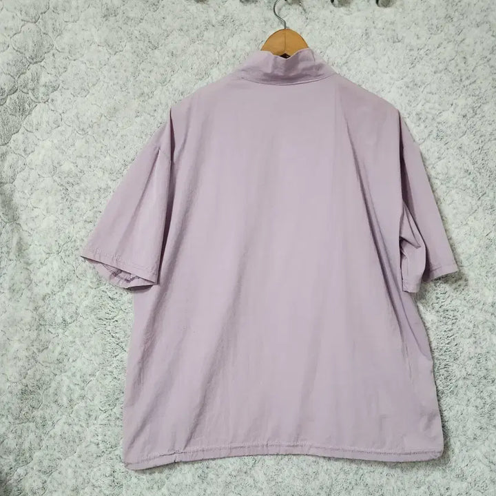 [BUNJANG] 523B [F] Purple Half-Zip Short Sleeve T-Shirt / 523B [F] 퍼플 반집업 반팔 티셔츠