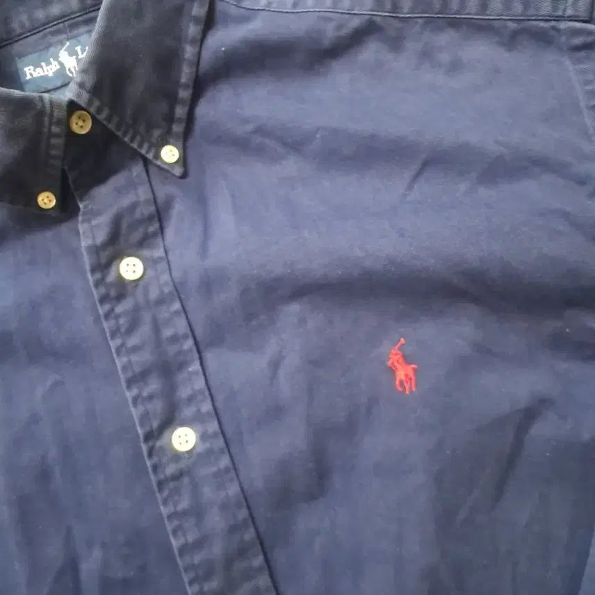 [BUNJANG] Polo Ralph Lauren Navy Cotton Shirt / 폴로 랄프로렌 네이비 코튼남방