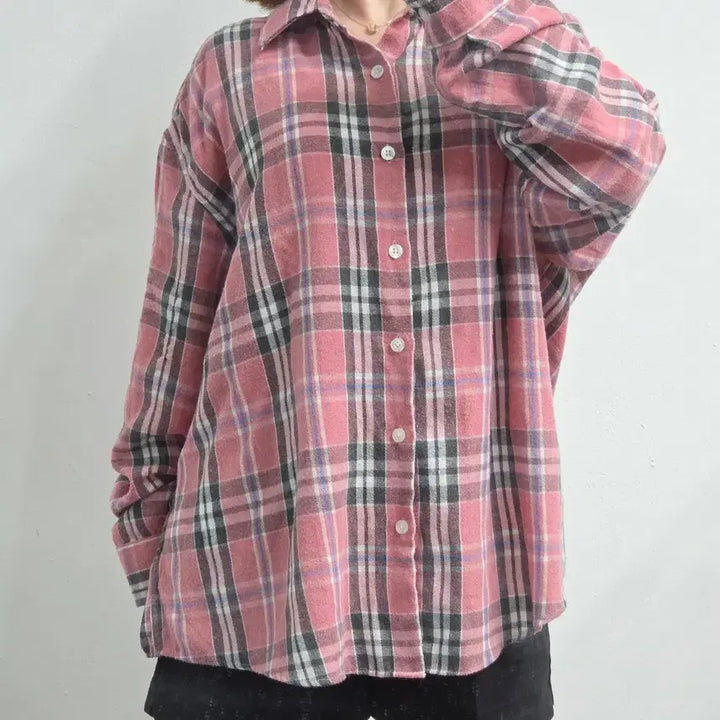 [BUNJANG] Filuminate Check Shirt Pink (M) / [프립]M/필루미네이트 체크 남방 셔츠 핑크