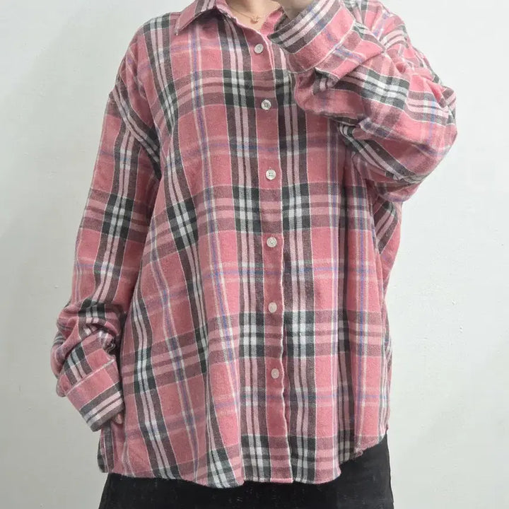 [BUNJANG] Filuminate Check Shirt Pink (M) / [프립]M/필루미네이트 체크 남방 셔츠 핑크