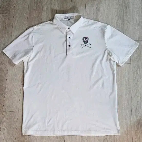 [BUNJANG] Mark &amp;ロナ Golf Wear White Skull Logo Short Sleeve Polo Shirt / 마크앤 로나 골프웨어  흰색 해골 로고 110 가슴단면 60