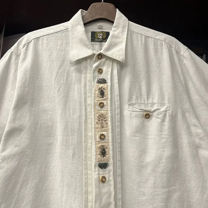 [BUNJANG] 90s Botanical Embroidered Trachten Bavarian Shirt / 90s 보타니컬 엠브로이드 트라흐텐 바바리안 셔츠 N1688 쿠바