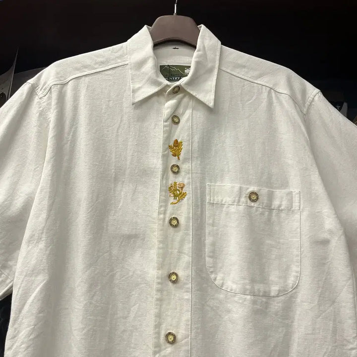 [BUNJANG] 90s Basic Acorn Embroidered Trachten Bavarian Shirt / 90s 베이직 아콘 엠브로이드 트라흐텐 바바리안 셔츠 N1689 쿠바