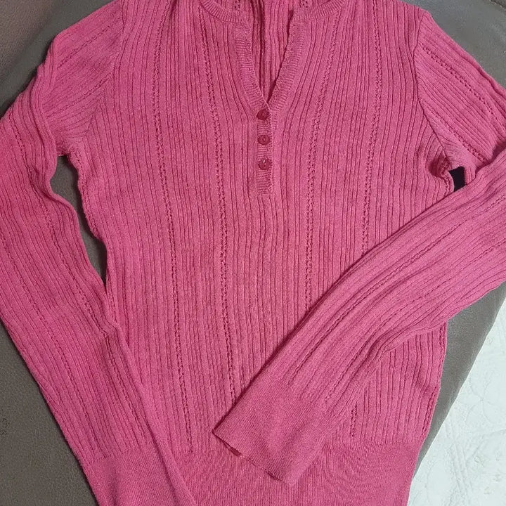 [BUNJANG] Pink Long-Sleeve Knit Top L / 핑크색 긴팔 니트 100 L