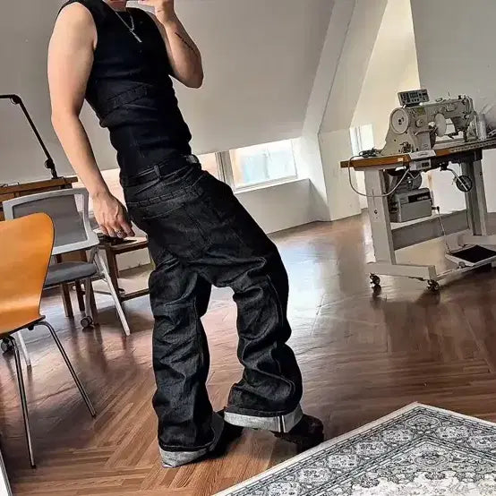 [BUNJANG] FOG Service Selvedge Flare Game Pants Size 1 / 포그서비스 셀피지 플레어 게임팬츠 1사이즈