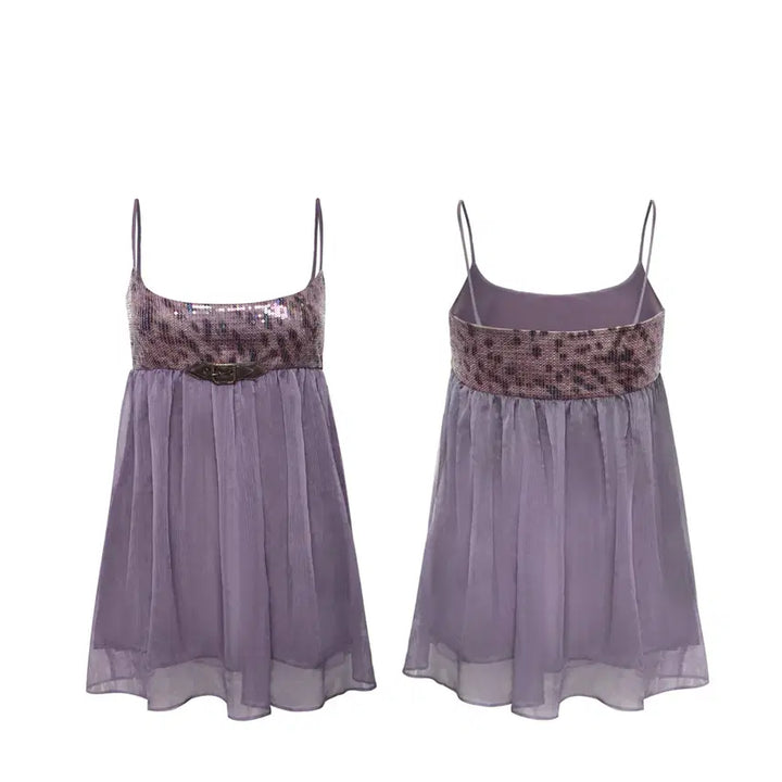 [BUNJANG] Flowers Birds Market Leopard Sequin Babydoll Dress / Flowers birds Market 레오파드 스팽글 베이비돌 원피스