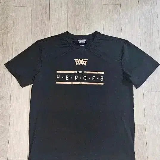 [BUNJANG] PXG FOR HEROES Black T-Shirt Size 95 / PXG 반팔티 FOR HEROES 블랙 95 가슴단면 50