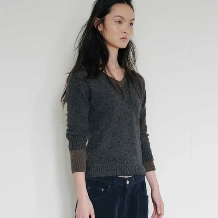 [BUNJANG] REPOS Alpaca V-Neck Knit Charcoal M / 리포스 REPOS Alpaca V-Neck Knit 브이넥 니트