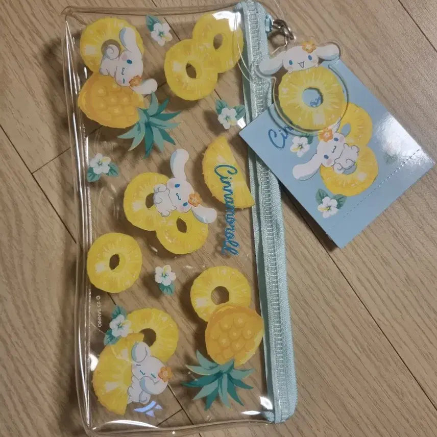 [BUNJANG] Cinnamoroll Pineapple Transparent Pouch Pencil Case / 시나모롤 파인애플 투명 파우치, 필통