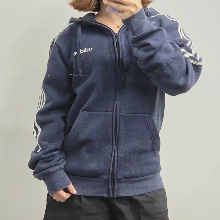 [BUNJANG] Adidas Three-Stripes Zip-Up Hoodie Navy XL / [프립]XL/아디다스 삼선 집업 후드 네이비