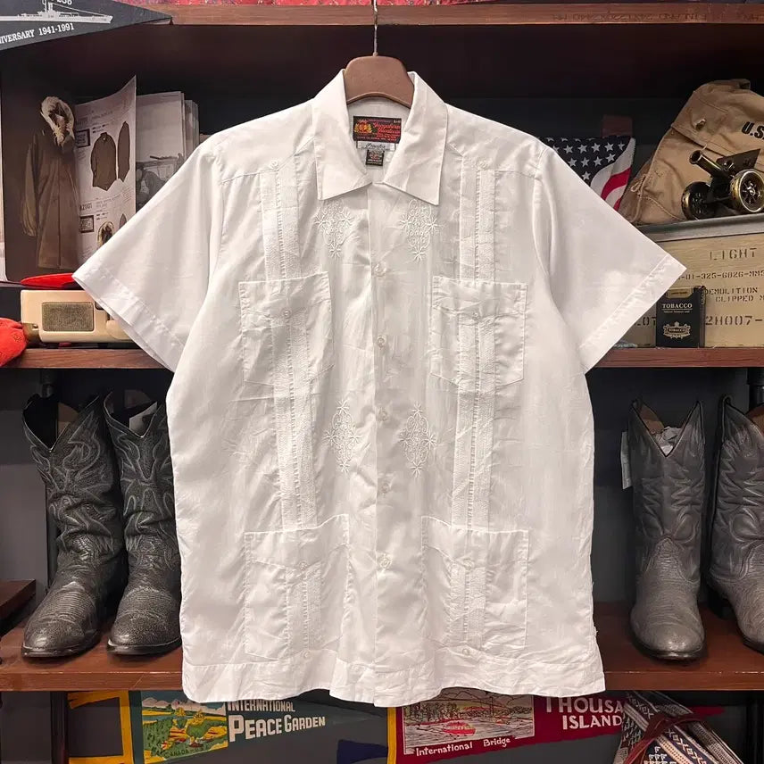 [BUNJANG] 1990s Original Yucatan Guayabera Cuban Shirt / 90s 오리지널 핀턱 라이닝 유카탄 구아야베라 쿠바 셔츠 N1691