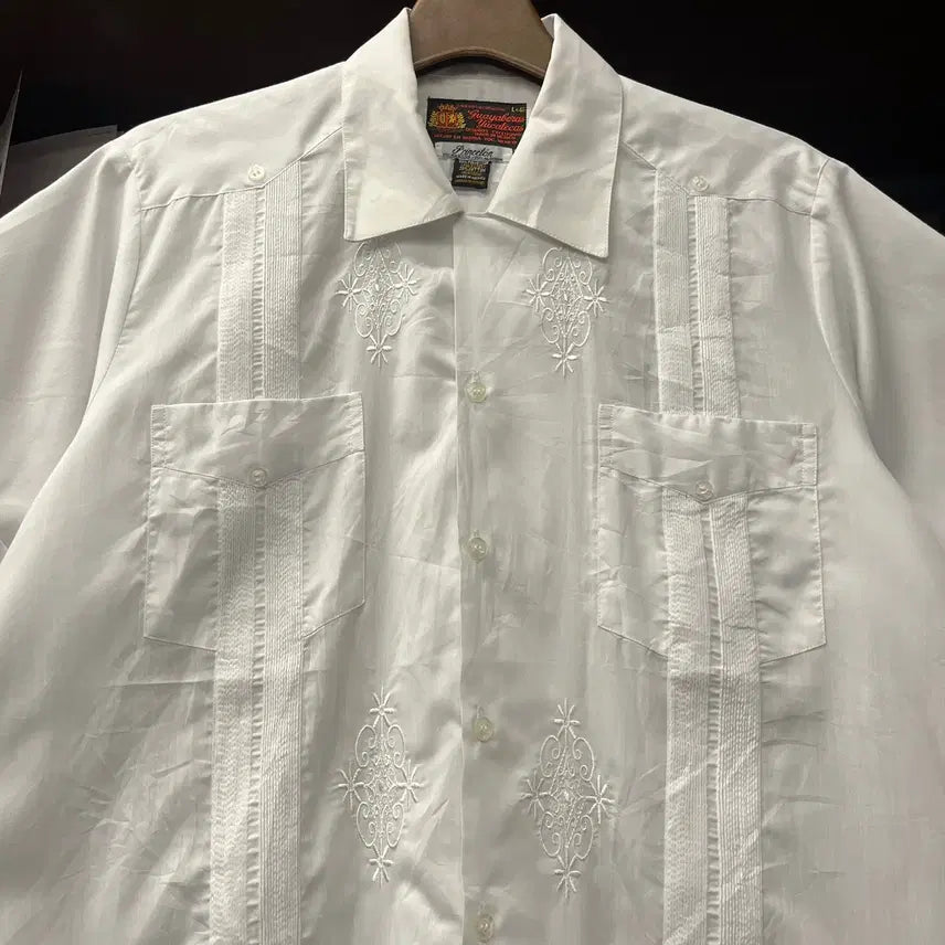 [BUNJANG] 1990s Original Yucatan Guayabera Cuban Shirt / 90s 오리지널 핀턱 라이닝 유카탄 구아야베라 쿠바 셔츠 N1691