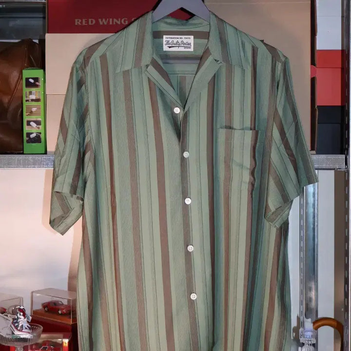 [BUNJANG] Wackomaria Stripe Open Collar Shirt S / 와코마리아 / 스트라이프 오픈칼라 셔츠 / s (100)