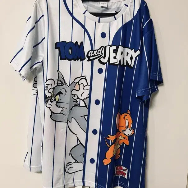 [BUNJANG] Tom and Jerry Jersey Style Couple T-Shirt Set (L, S) / 톰과제리 져지 스타일 커플 티셔츠(L,S) 2개 일괄 새상품