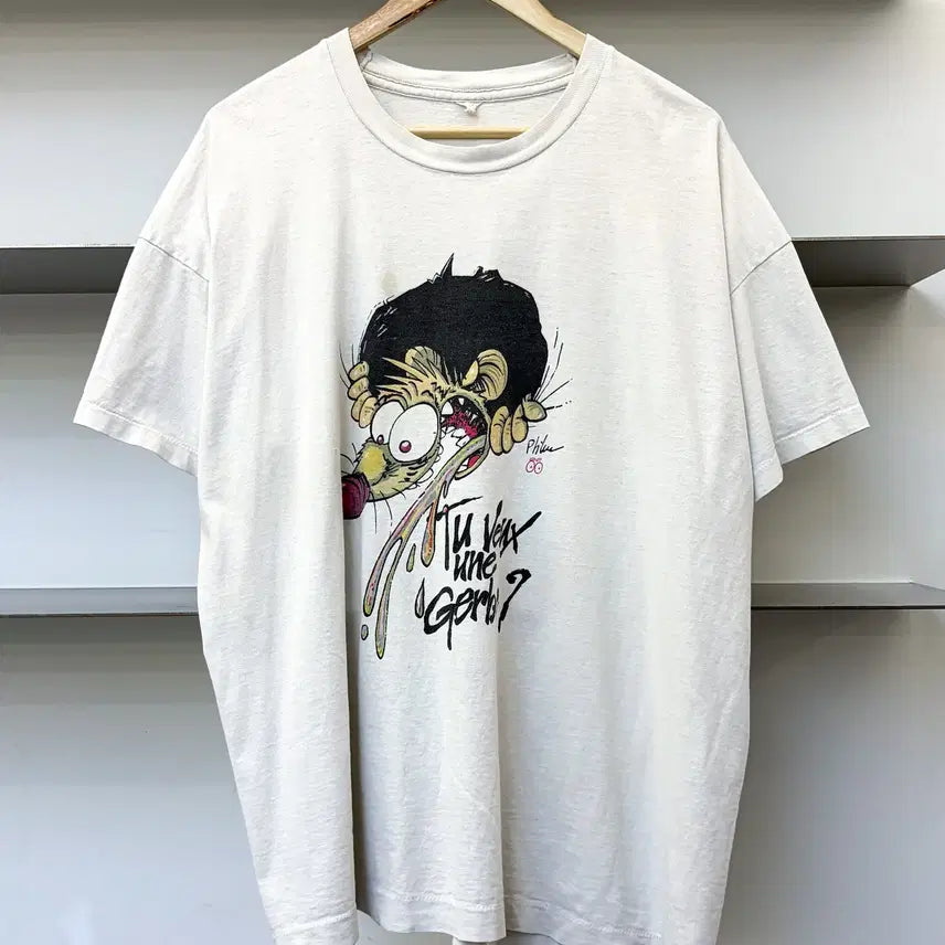 [BUNJANG] Vintage 90s Tu Veux Une Gerbe? Cartoon T-Shirt / 빈티지 90s Tu Veux Une Gerbe? 카툰 티