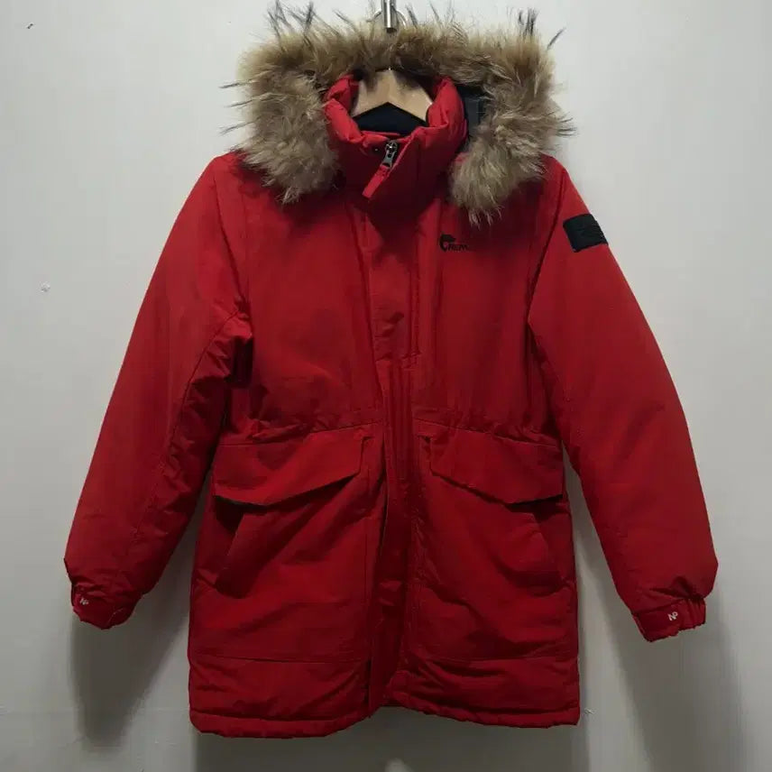 [BUNJANG] Nepa Kids Red Hooded Fur Parka Size 130 / 네파 패딩 레드 후드 퍼 야상 키즈 130사이즈