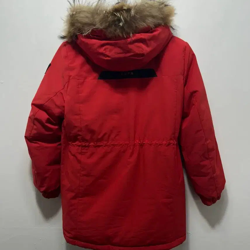 [BUNJANG] Nepa Kids Red Hooded Fur Parka Size 130 / 네파 패딩 레드 후드 퍼 야상 키즈 130사이즈