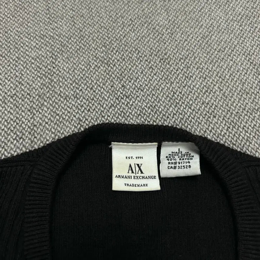 [BUNJANG] Emporio Armani Ribbed Cotton Knit Sweater / 아르마니 센터로고 골지 코튼 니트(L)