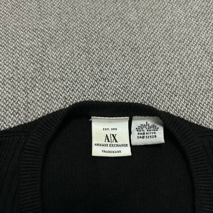 [BUNJANG] Emporio Armani Ribbed Cotton Knit Sweater / 아르마니 센터로고 골지 코튼 니트(L)