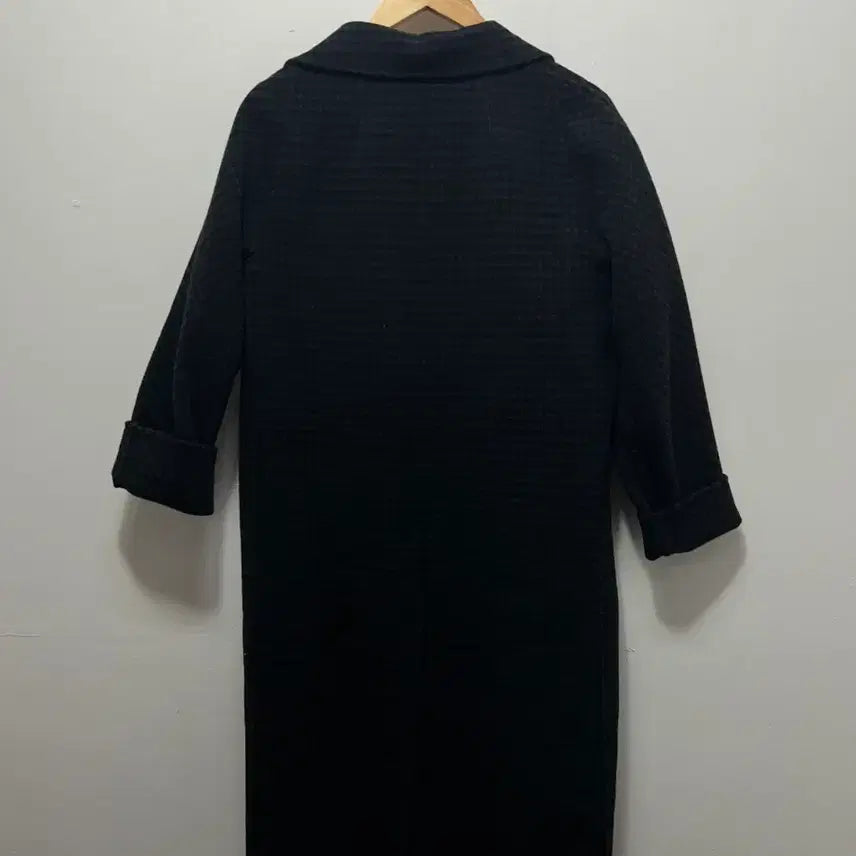 [BUNJANG] Black Check Long Coat (M) / 블랙 체크 롱 코트 M