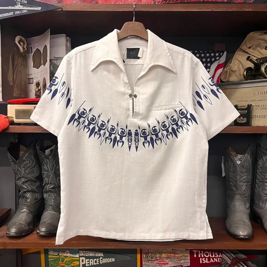 [BUNJANG] 1970s Iolani Guayabera Cuban Shirt / 70s Iolani 하카 오픈카라 구아야베라 쿠바 셔츠 N1692