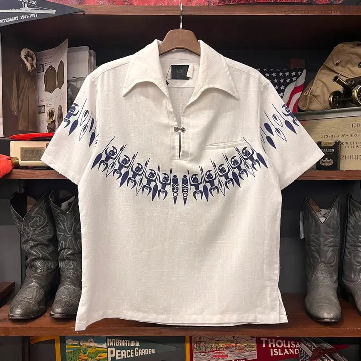 [BUNJANG] 1970s Iolani Guayabera Cuban Shirt / 70s Iolani 하카 오픈카라 구아야베라 쿠바 셔츠 N1692
