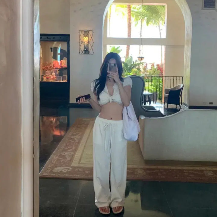 [BUNJANG] OHTH Hilo Pants Ivory Short Length / (실사o) 온트 힐로 팬츠 화이트 아이보리 숏 기장