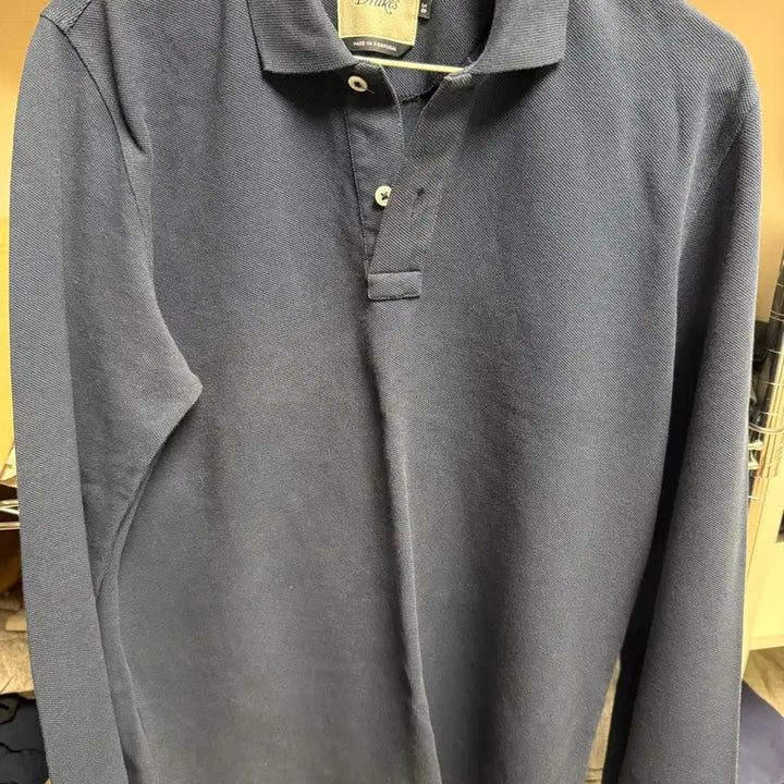 [BUNJANG] Drakes Navy Pique Long Sleeve Polo Shirt / 드레익스 Navy Pique 긴팔 pk 카라티 38(새상품)