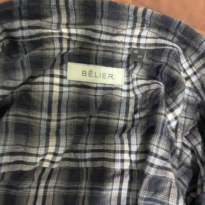 [BUNJANG] Bellier Chico Short Sleeve Shirt Blue Windowpane / 벨리에 치코 숏 슬리브 셔츠 블루 윈도우 패인 105
