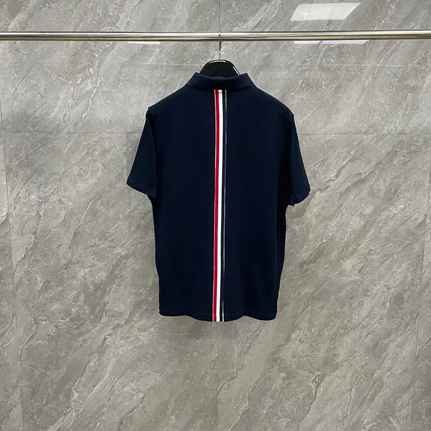 [BUNJANG] Thom Browne Back Stripe Cotton Pique Polo Shirt / 톰브라운 백 스트라이프 코튼 피케 폴로 셔츠 카라티 반팔 올해구매신상