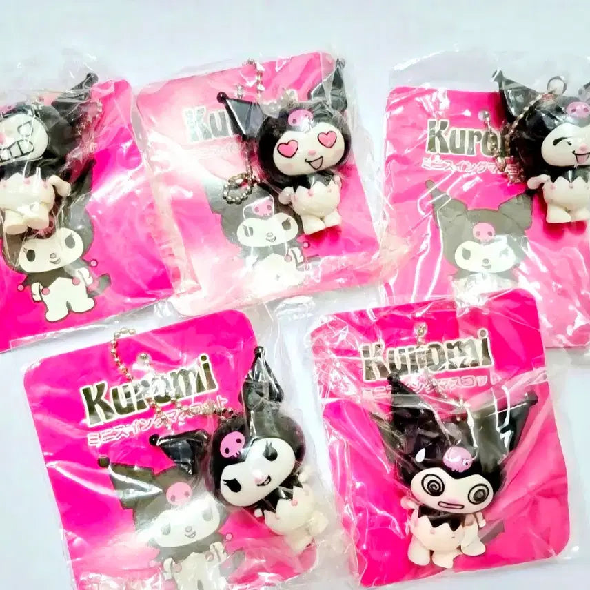 [BUNJANG] Kuromi Dangling Keychain 5-Piece Set / 달랑이 쿠로미 키링5종세트,액션 쿠로미,쿠로미 피규어,달랑이 쿠로미스트랩