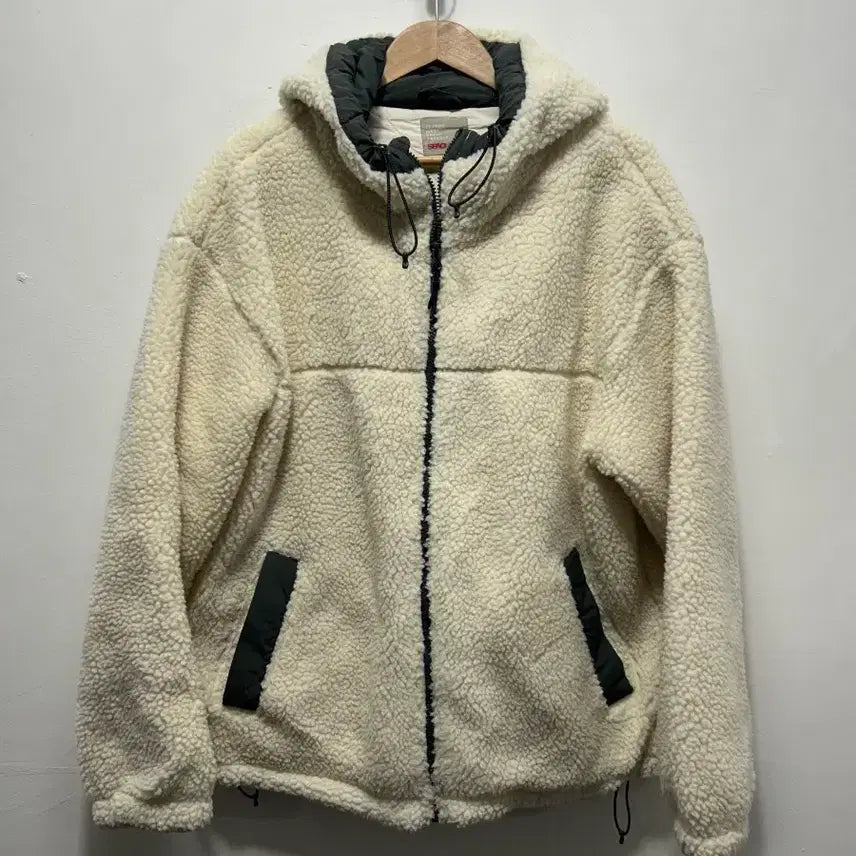 [BUNJANG] SPAO Fleece Zip-Up Jacket Ivory XL / 스파오 양털 후리스 집업 자켓 아이보리XL